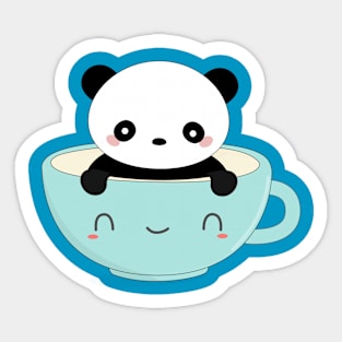 Cute Coffee Panda T-Shirt Sticker